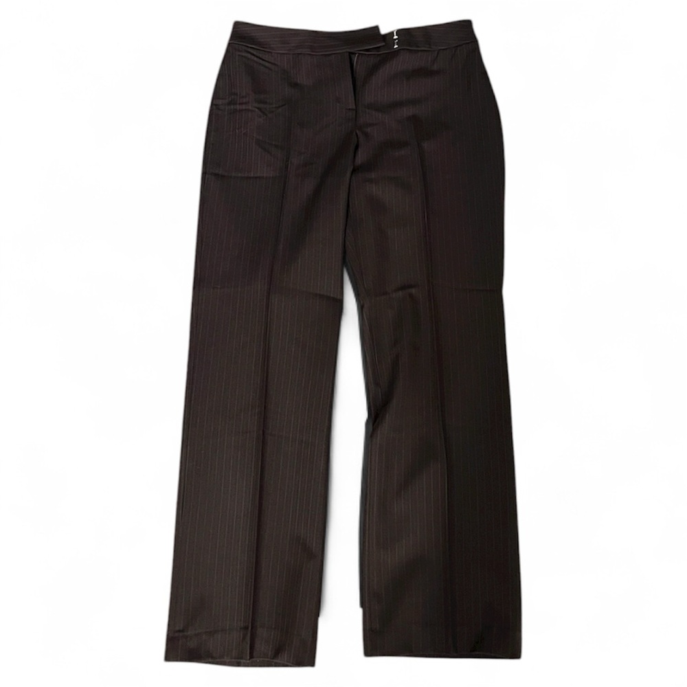 🟤ALFANI: Women’s 10 petite, brown pinstripe business casual pants, preowned🟤